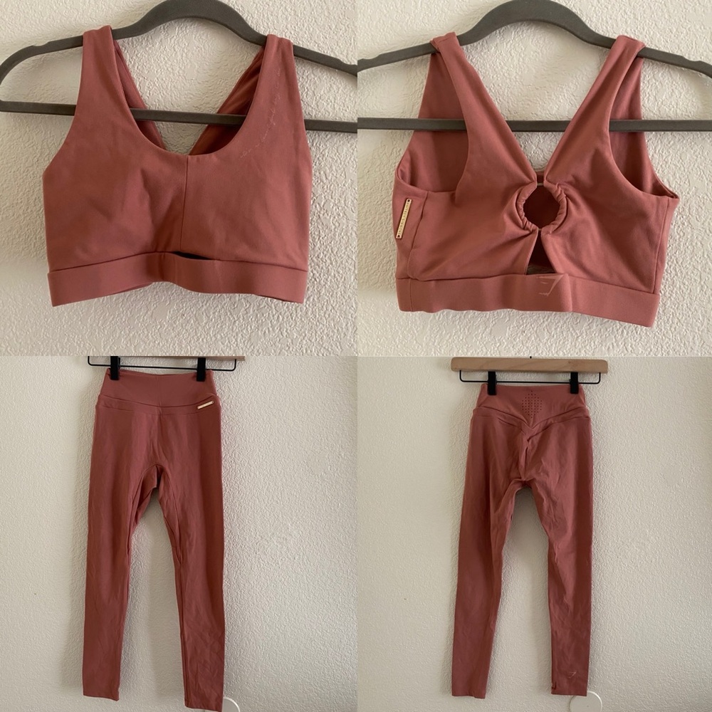 Whitney Simmons X Gymshark V2 Pink Haze Sports Bra and Legging Set Mauve